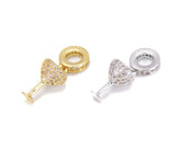 18K Gold Filled Champagne Glass Charm, Wine Glass Charm, Micro Pave CZ, 22x8m, CP281